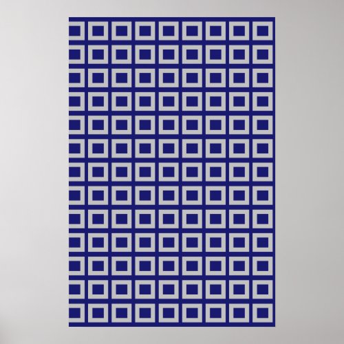 Solid Midnight Blue Square Shapes Poster