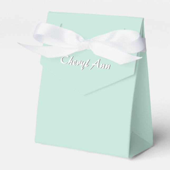 Solid Mint Green Monogram Favor Boxes (Front Side)
