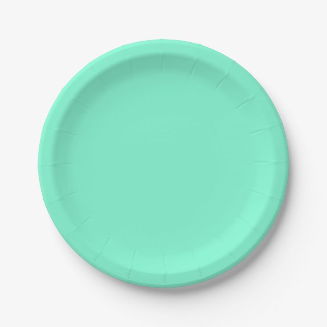 Solid, mint, green paper plates (Front)