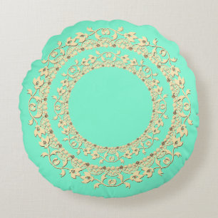 Solid, mint, green round pillow
