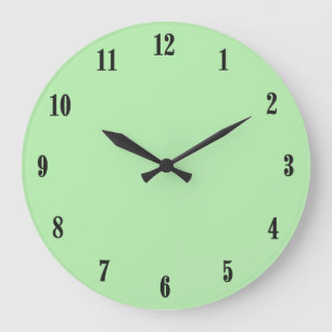 Solid Mint Green with Black Numbers Large Clock