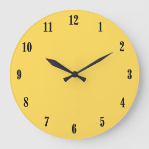 Solid Mustard Yellow with Black Numbers Large Clock