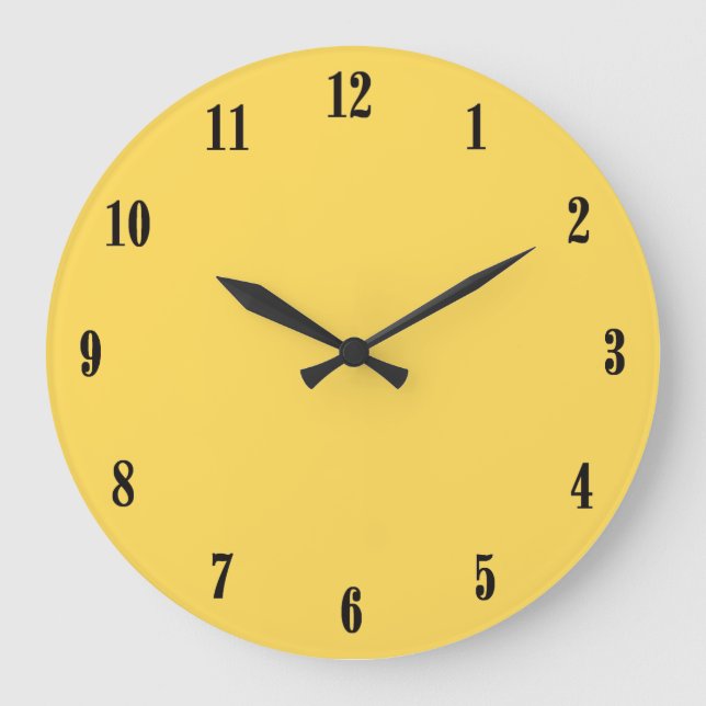 Solid Mustard Yellow with Black Numbers Large Clock (Front)