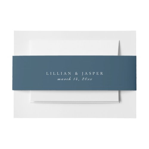 Solid Muted Navy Blue Wedding Invitation Belly Band