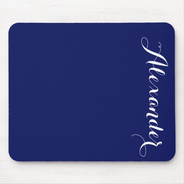 Solid Navy Blue Background, Name Monogram Mouse Pad (Front)