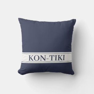 Solid Navy Blue. Boat Name. Nautical Outdoor Pillow