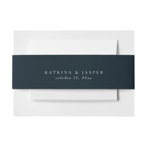 Solid Navy Blue Color Wedding Invitation Belly Band