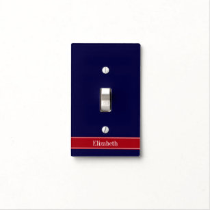Cranberry Red Wall Plates Light Switch Covers Zazzle Solid Navy Blue Cranberry Red Ribbon Name Monogram Light Switch Cover