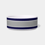 Solid Navy Blue, Dark Gray Ribbon Name Monogram Bowl<br><div class="desc">Solid Navy Blue Background, Dark Gray Ribbon Name Monogram Customize this with your name, monogram or other text. You can also change fonts, adjust font sizes and font colors, move the text, etc. Please note that this is a digitally created graphic design that's transferred to the underlying product. The design...</div>