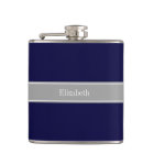 Solid Navy Blue, Dark Gray Ribbon Name Monogram