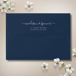 Solid Navy Blue elegant and modern Wedding 5x7 Envelope