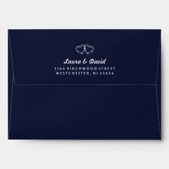 Solid Navy Blue Gold White Star Hearts Wedding Envelope by juliea2010 at Zazzle