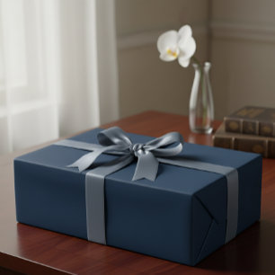Solid Navy Blue Matte Gift Wrap Paper