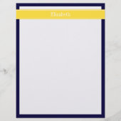 Solid Navy Blue, Pineapple Ribbon Name Monogram (Front)