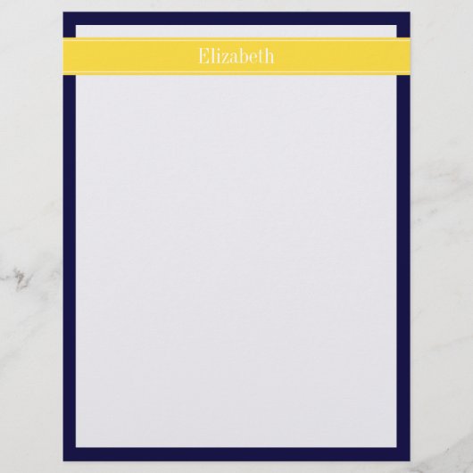 Solid Navy Blue, Pineapple Ribbon Name Monogram (Front)