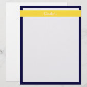 Solid Navy Blue, Pineapple Ribbon Name Monogram (Front/Back)