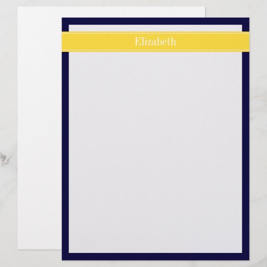 Solid Navy Blue, Pineapple Ribbon Name Monogram (Front/Back)