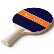 Solid Navy Blue, Pumpkin Ribbon Name Monogram Ping-Pong Paddle Solid Navy Blue, Pumpkin Ribbon Name Monogram Ping-Pong Paddle