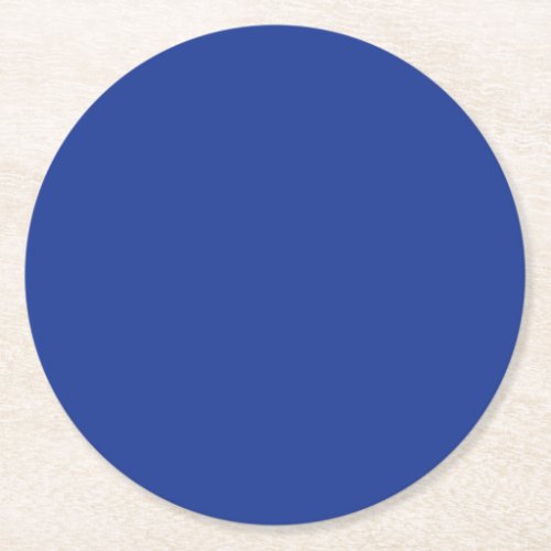 Solid navy blue round paper coaster