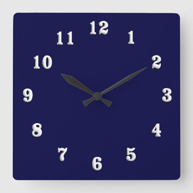 Solid Navy Blue Square Wall Clock (Front)