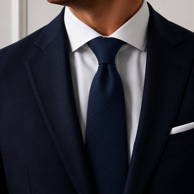 Solid Navy Blue Textured Neck Tie (Creator Uploaded)