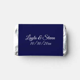Solid Navy Blue Thank You Names and Date Hershey's Miniatures