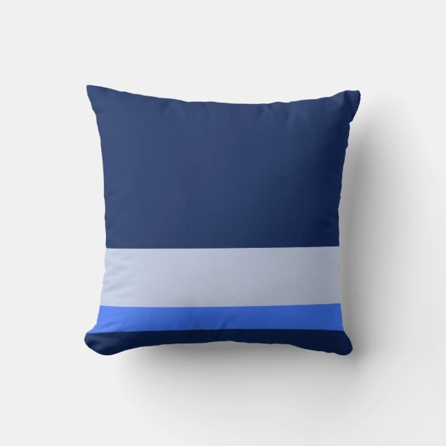 Solid Navy Blue w/ Blue and Pastel Blue Lines Throw Pillow (Front)