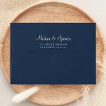 Solid Navy Blue Wedding 5x7 Envelope<br><div class="desc">A customizable solid Navy blue 5X7 envelope with a white lining inside. This personalized elegant solid Navy blue envelope is a classy way to send invitations. 
Personalize this design with your own return address on the back flap. Perfect for birthday,  wedding,  bachelorette party,  bridal shower or baby shower.</div>