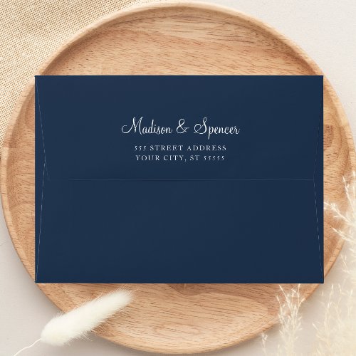 Solid Navy Blue Wedding 5x7 Envelope