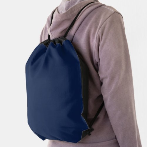 Solid navy night blue drawstring bag