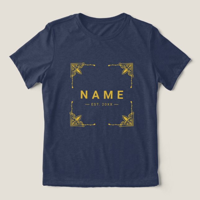 Solid Navy Tri-Blend Shirt Tailored with Your Text (Design Front)