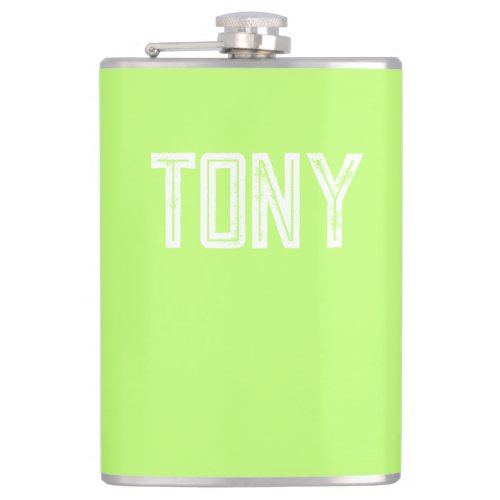 Solid Neon Apple Green Custom Name Monogram Flask