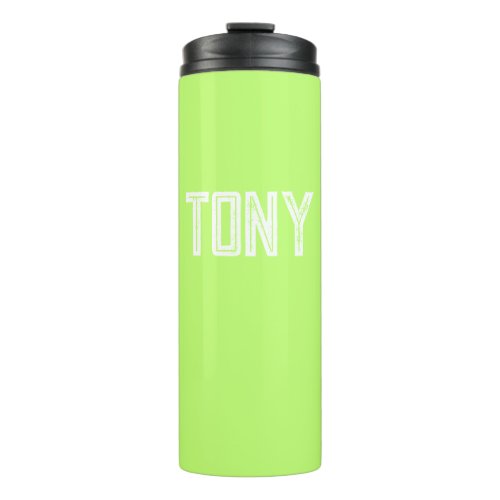 Solid Neon Apple Green Custom Name Monogram Thermal Tumbler