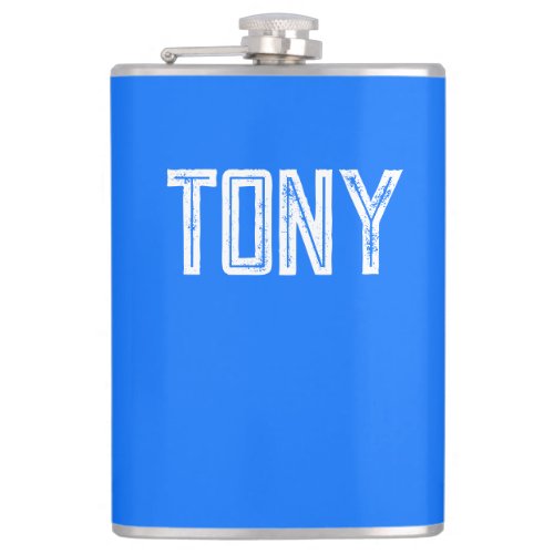 Solid Neon Blue Custom Name Monogram Flask