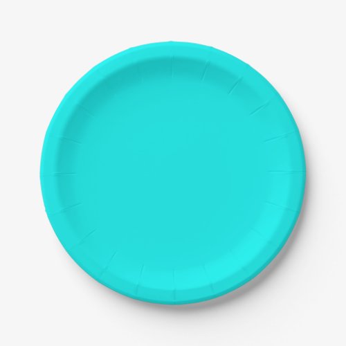 Solid neon bright aqua paper plates