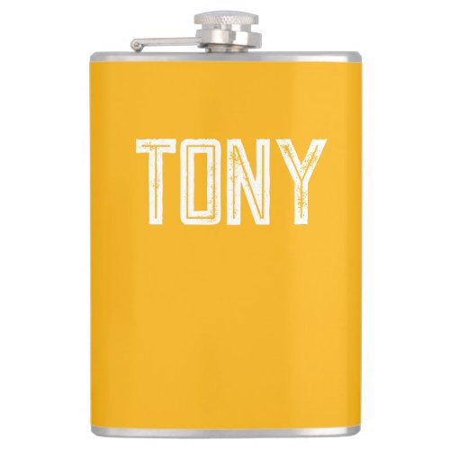 Solid Neon Bright Orange Custom Name Monogram Flask