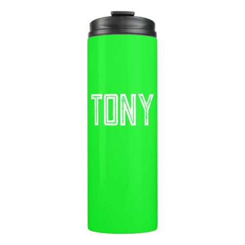 Solid Neon Green Color Custom Name Monogram Thermal Tumbler