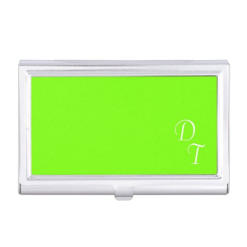 solid  neon  green  _ your monograms  business card case