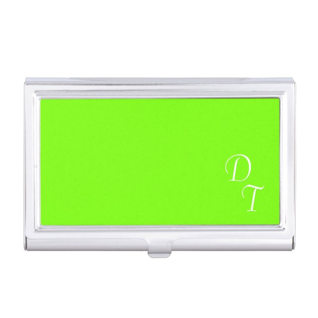 solid  neon  green  - your monograms  business card case (Front)