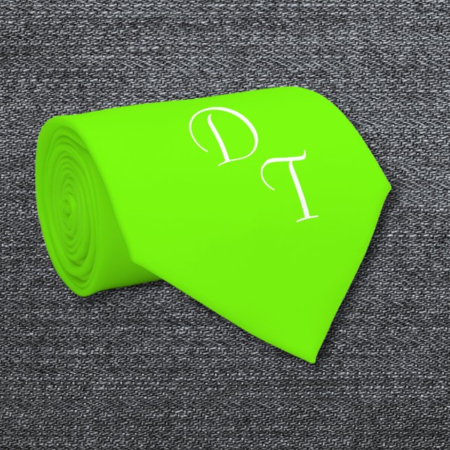 solid  neon  green  - your monograms neck tie (Creator Uploaded)