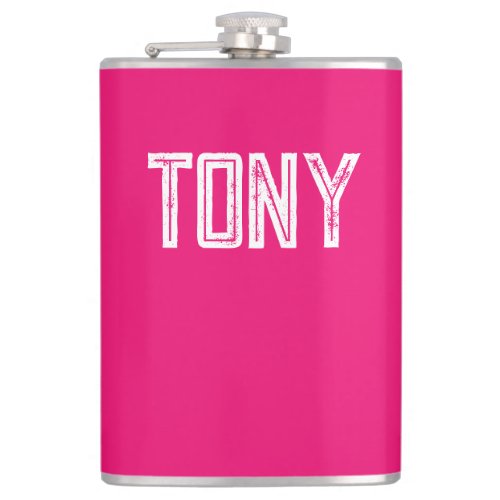 Solid Neon Hot Pink Custom Name Monogram Flask