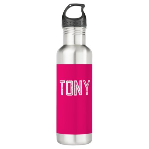 Solid Neon Hot Pink Custom Name Monogram Stainless Steel Water Bottle