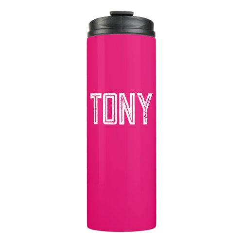 Solid Neon Hot Pink Custom Name Monogram Thermal Tumbler