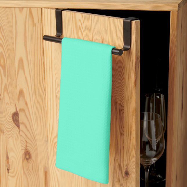 Solid neon mint cyan green kitchen towel (Thirds Fold)