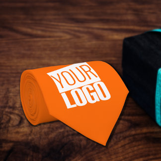 solid neon orange - add logo neck tie