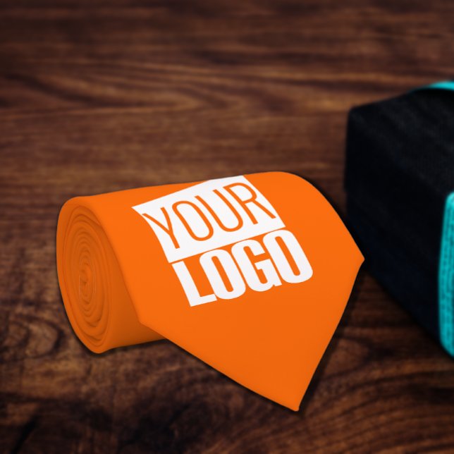 solid  neon  orange  - add logo neck tie (Creator Uploaded)