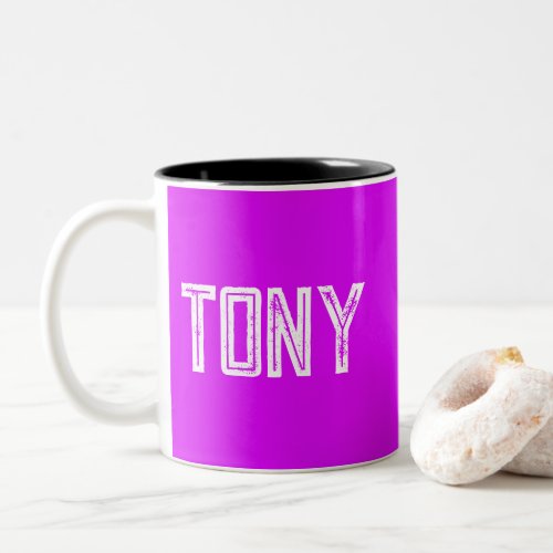 Solid Neon Purple Custom Name Monogram Two_Tone Coffee Mug