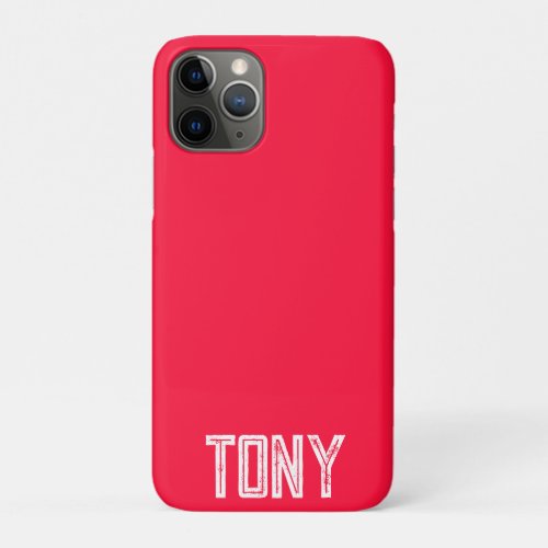 Solid Neon Red Color Custom Name Monogram iPhone 11 Pro Case