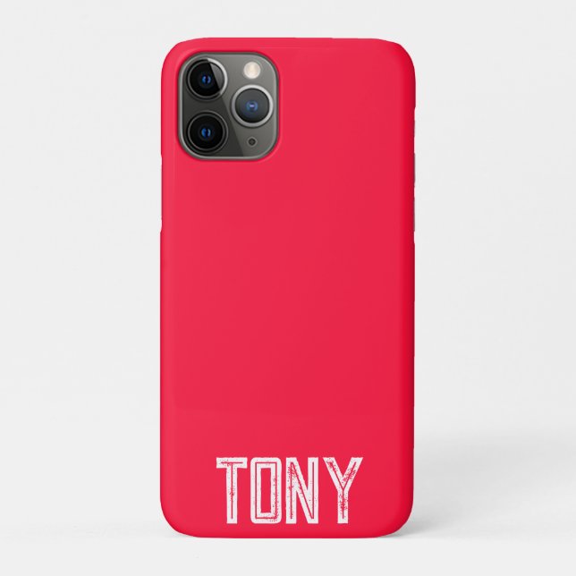 Solid Neon Red Color Custom Name Monogram Case-Mate iPhone Case (Back)
