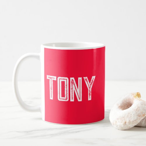 Solid Neon Red Color Custom Name Monogram Coffee Mug